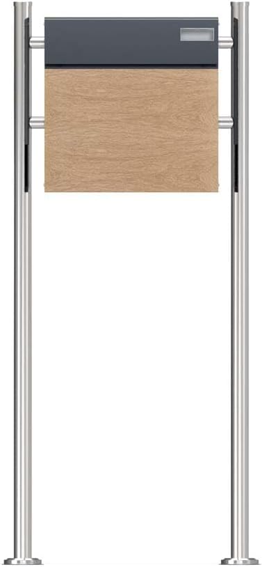 Freistehender SCHARTEC Holz-Design Briefkasten mit Edelstahlfüßen