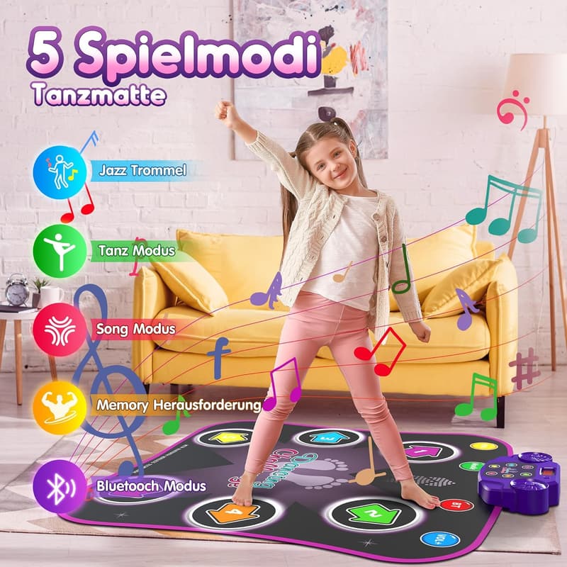 Leuchtende Musikmatte für Kinder ab 3 Jahren mit Bluetooth, 5 Modi