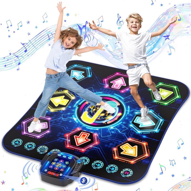 Tanzmatte mit Bluetooth und 8 LED-Lichtern für Kinder ab 3 Jahren