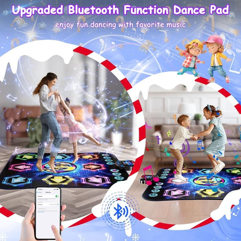 Tanzmatte mit Bluetooth und 8 LED-Lichtern für Kinder ab 3 Jahren
