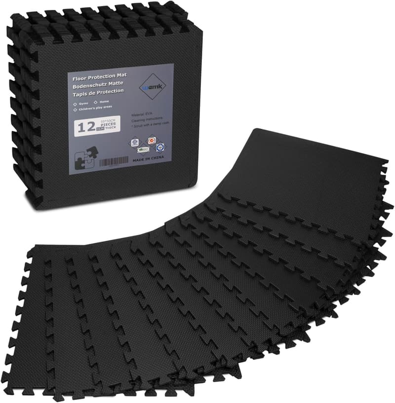 Wemk Bodenschutzmatte für Fitness, 50x50 cm, 12 Stück, 3 m²