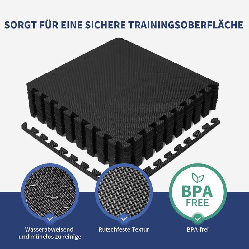 Wemk Bodenschutzmatte für Fitness, 50x50 cm, 12 Stück, 3 m²