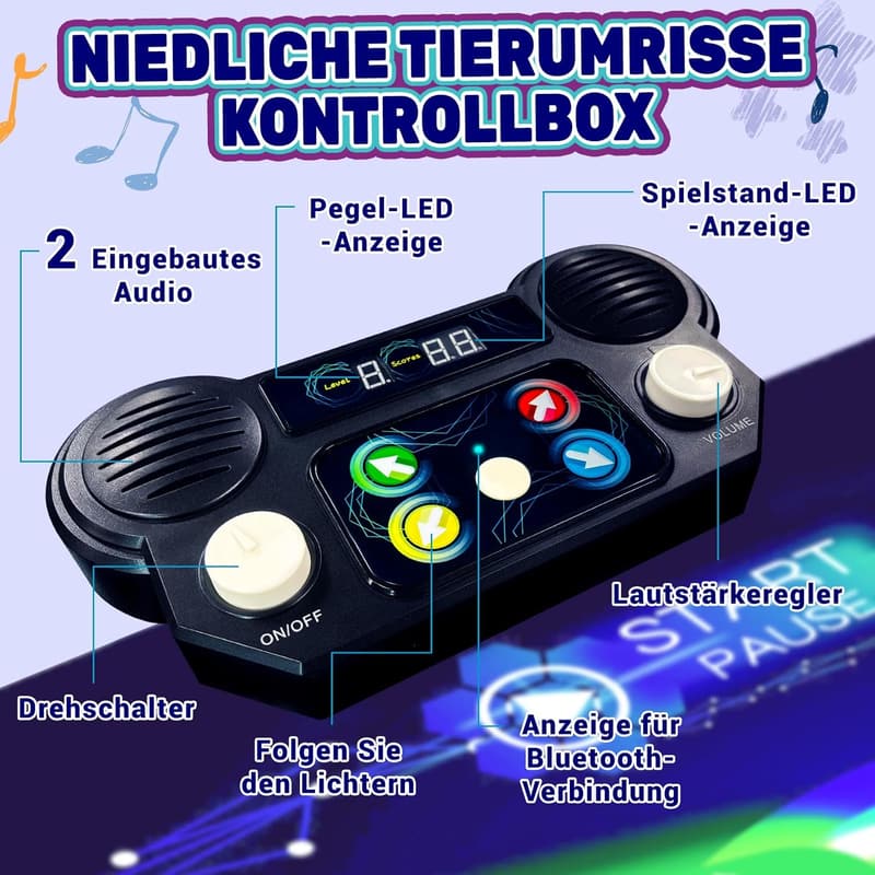 Musik-Tanzmatte für Kinder mit Bluetooth und LED-Leuchten