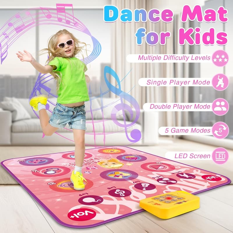 Tanzmatte für Kinder mit Musik und 5 Spielmodi - Geschenkidee für Weihnachten und Geburtstage