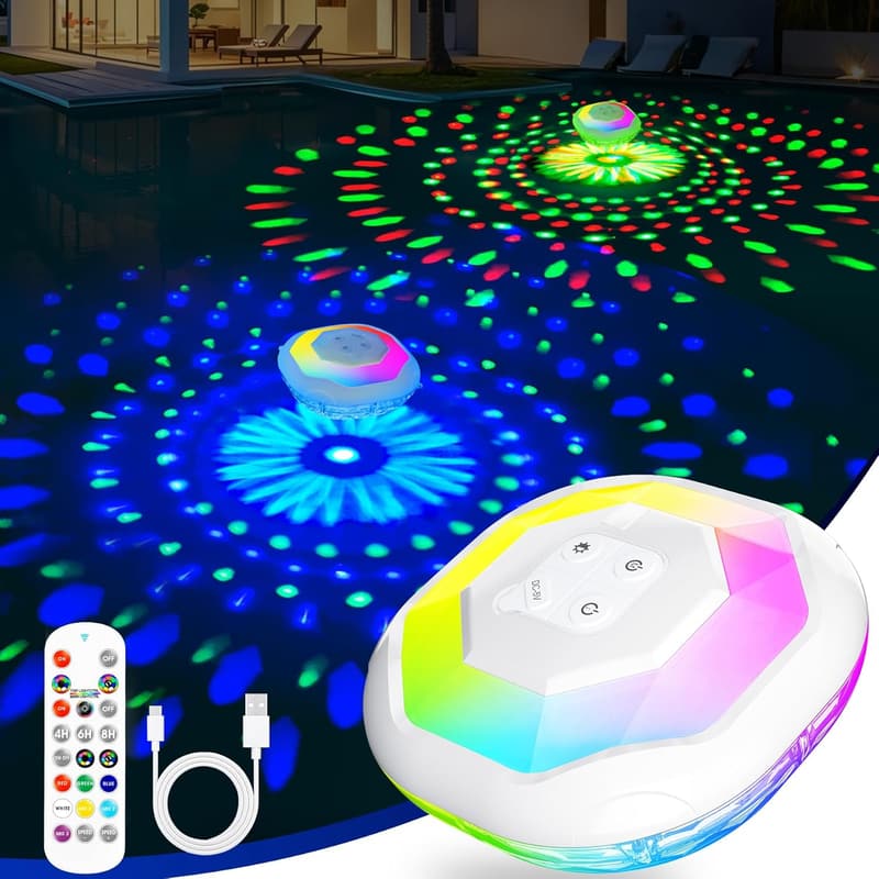 Akku Poolbeleuchtung mit Fernbedienung, IP68 wasserdicht, schwimmend