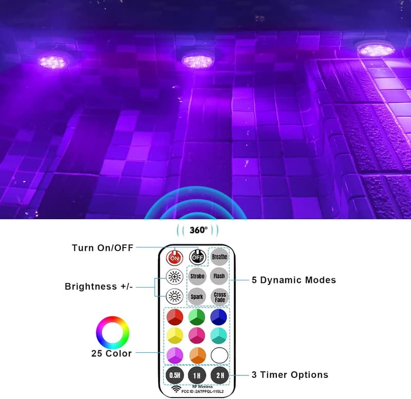Wiederaufladbare LED Poolbeleuchtung mit Fernbedienung für Deko