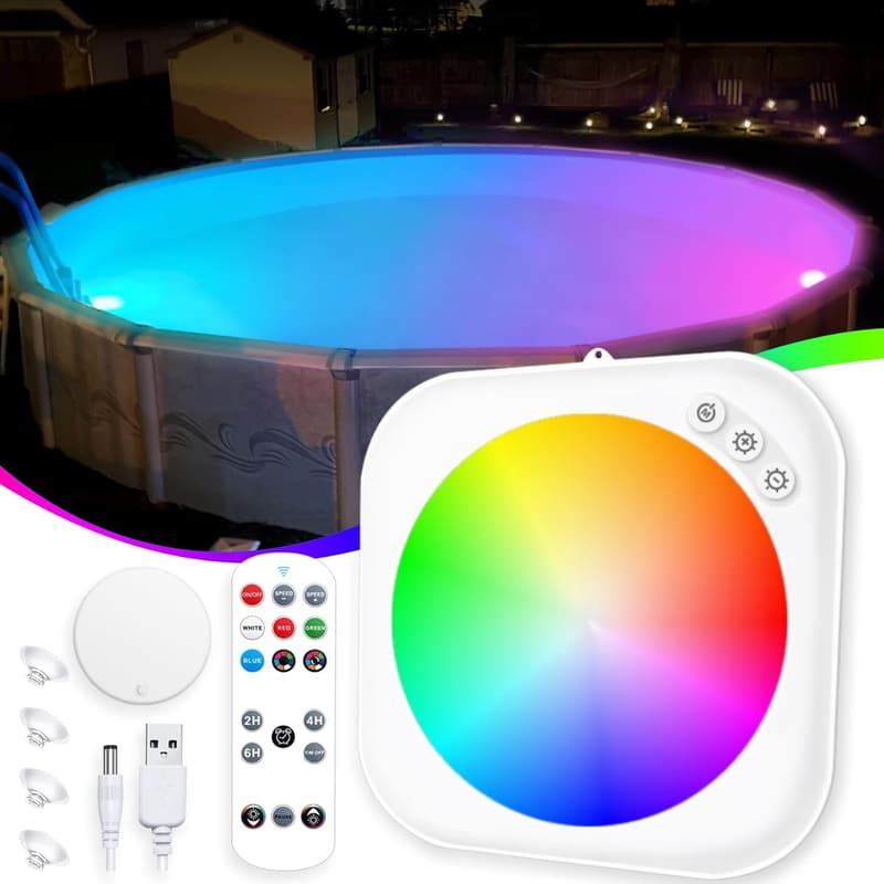 Magnetische LED Poolbeleuchtung mit Fernbedienung für Aufstellpools