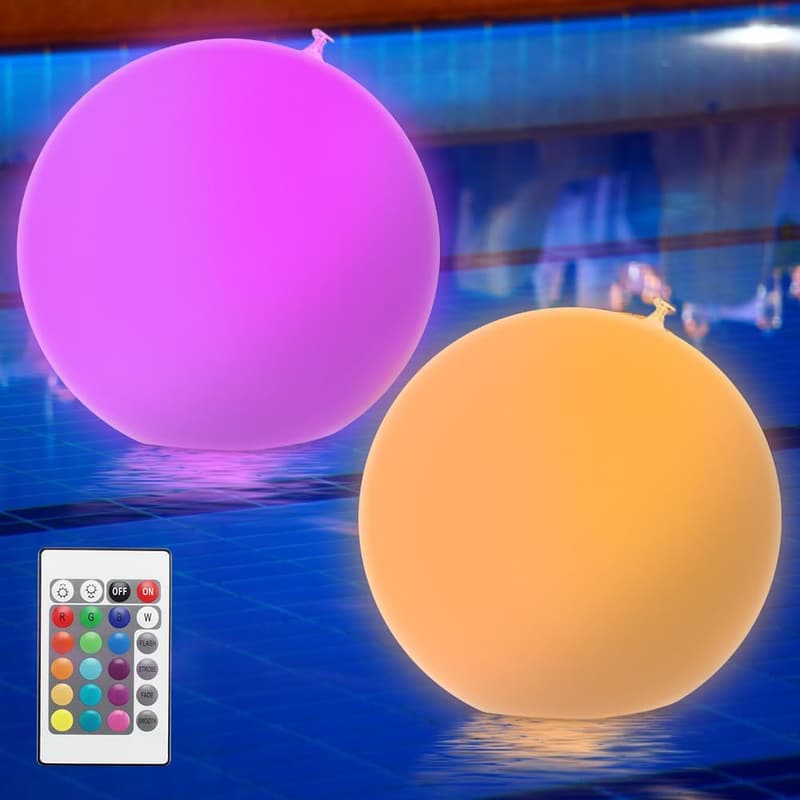 Aufblasbare LED Poollichter mit Fernbedienung - 16 Farben, 2er Set