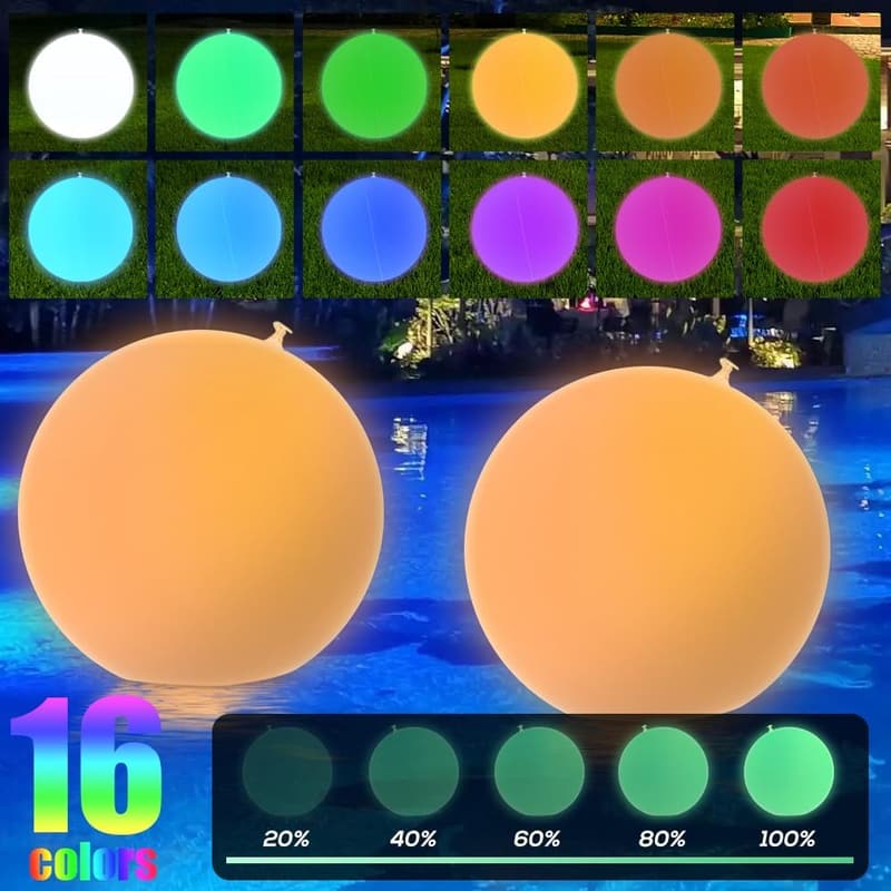 Aufblasbare LED Poollichter mit Fernbedienung - 16 Farben, 2er Set