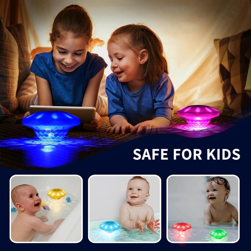 Wiederaufladbare Poolleuchte mit 7 Modi – Wasserdichte LED-Deko für Partys (2 Stk)