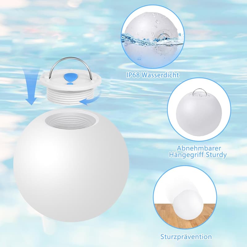 Schwimmende Poollichter mit Fernbedienung – 4er Set RGB, wasserdicht