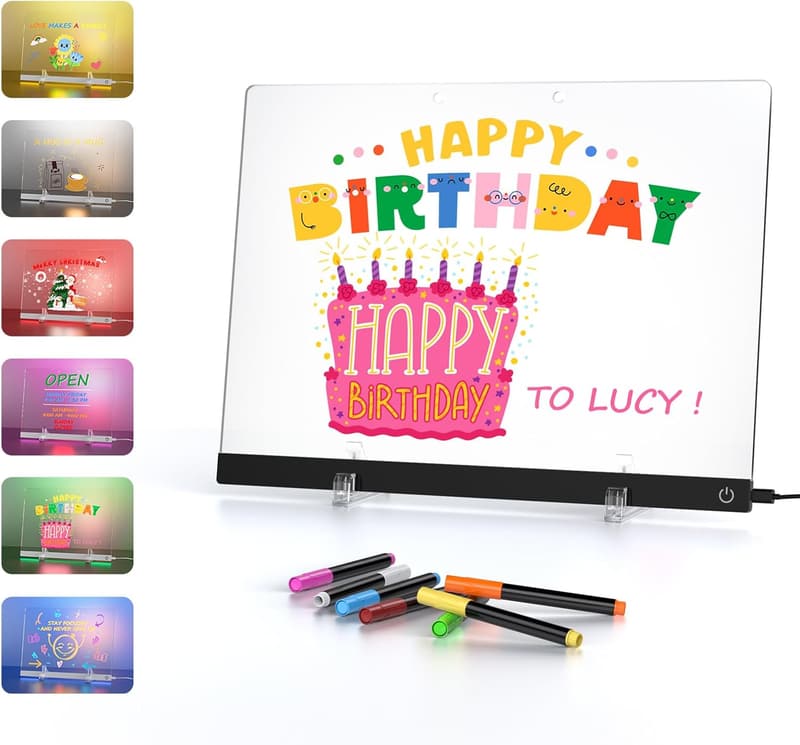 LED Notiztafel 35x25 cm mit 6 Farbmodi – Deko & Geschenk für Zuhause