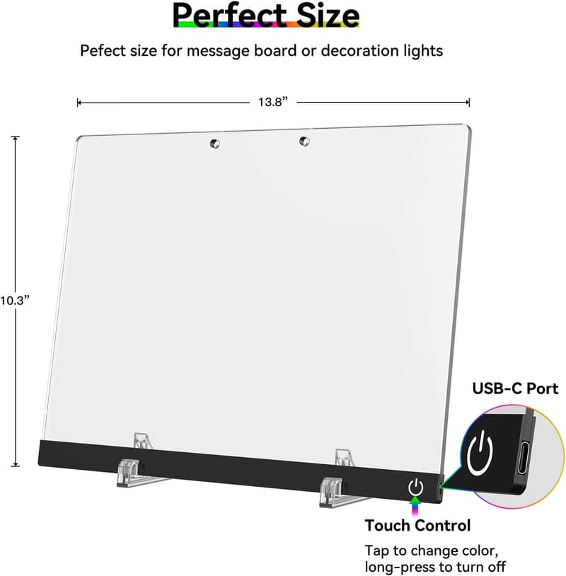 LED Notiztafel 35x25 cm mit 6 Farbmodi – Deko & Geschenk für Zuhause