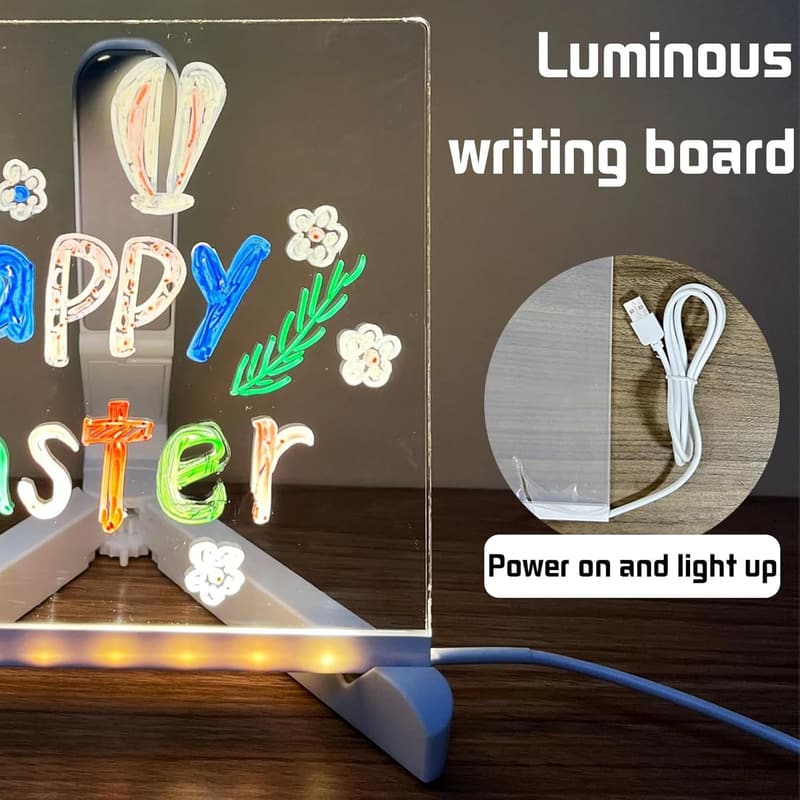 LED Nachrichtentafel mit Ständer und 7 Farbstiften – DIY Geschenk für Weihnachten, Geburtstag, Muttertag