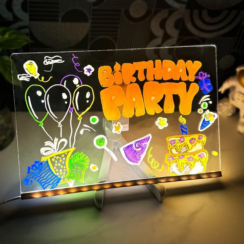 LED Schreibtafel 30x20 cm mit Ständer und 7 Farben, abwischbar
