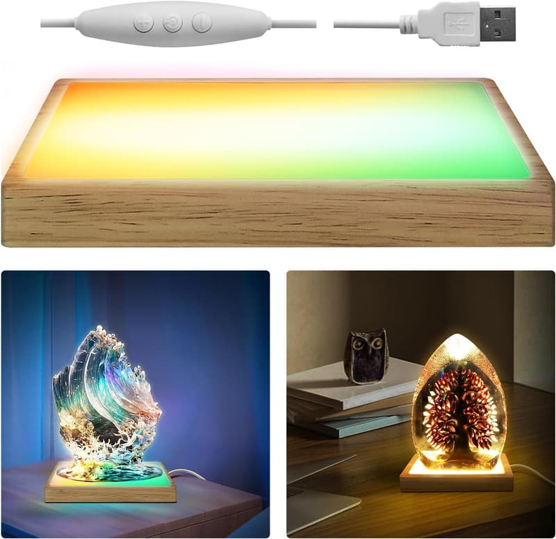 Verstellbarer LED-Lichtsockel aus Holz für 3D-Kristallkunst