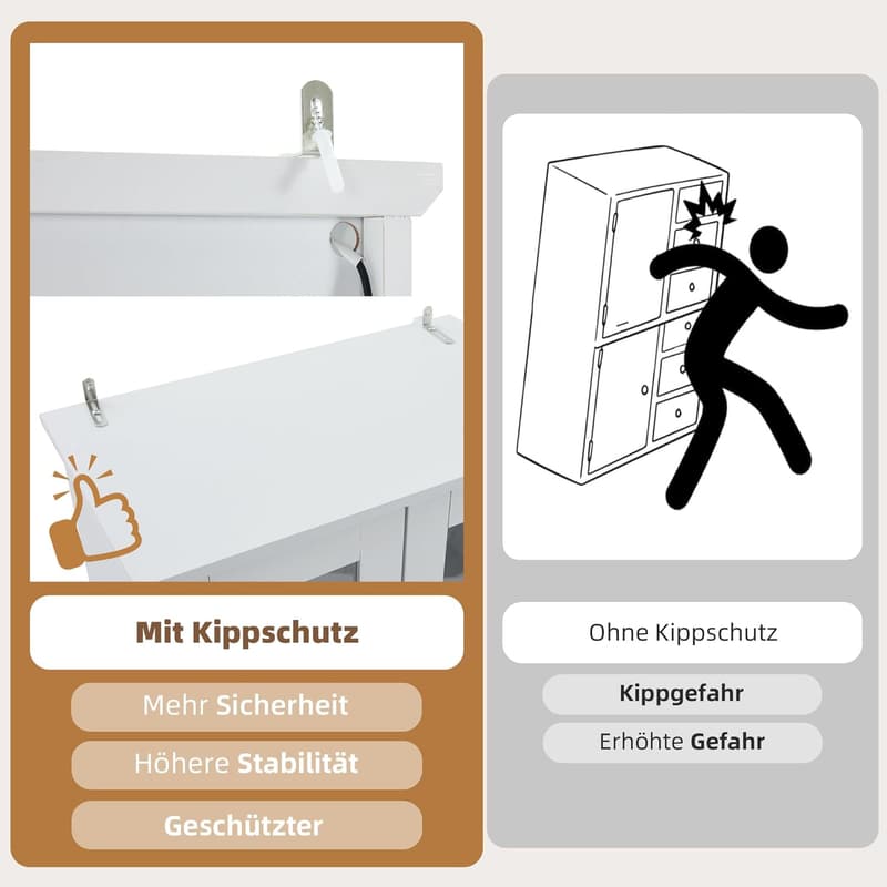 LED-Glasvitrine mit Glastür und 2 Schubladen, 165 cm hoch