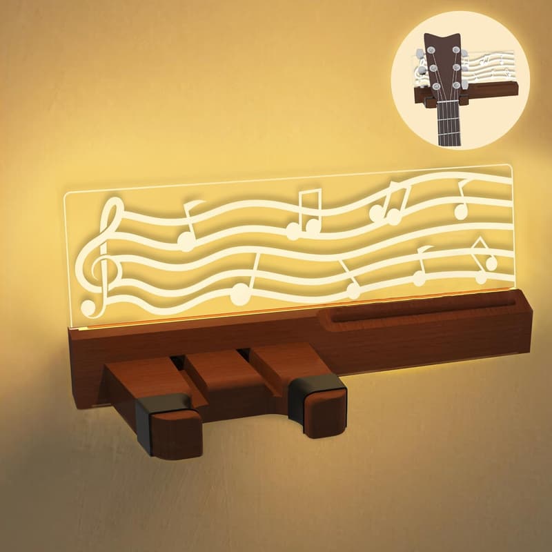 Beleuchteter Gitarrenwandhalter mit Plektrumhalter für Männer