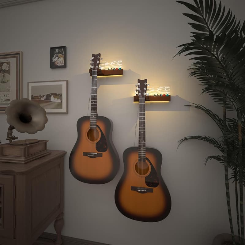 Beleuchteter Gitarrenwandhalter mit Plektrumhalter für Männer