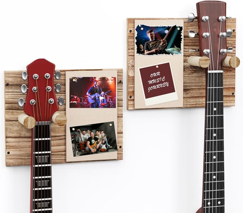 Wandhalterung für Gitarren aus Holz - 2 Stück, rustikal braun