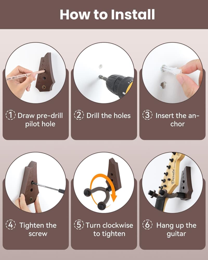 Gitarren Wandhalterung – 2er Set für akustische Instrumente