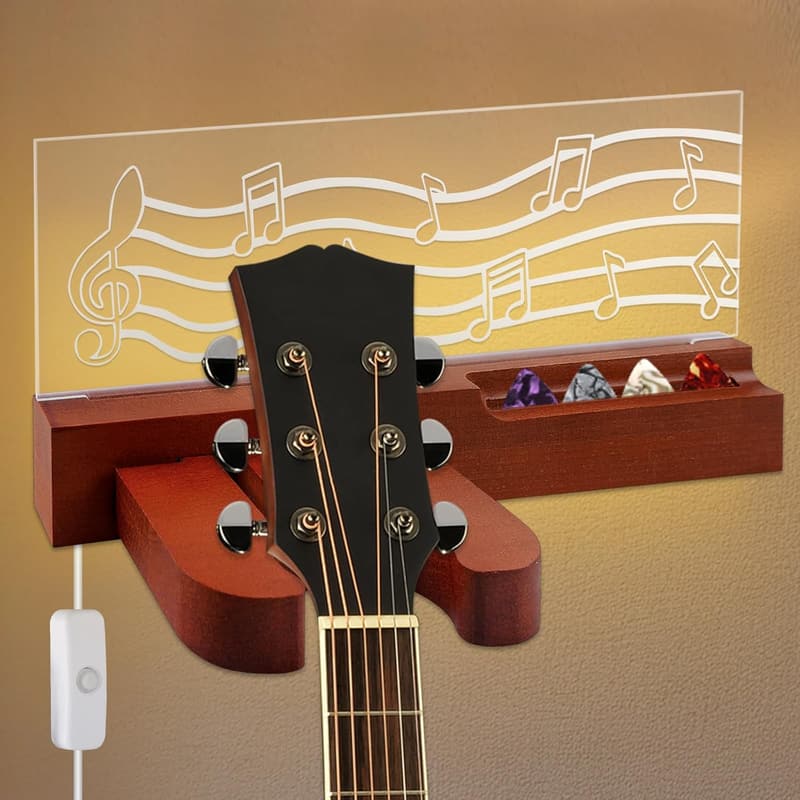 Wandhalterung für Gitarren mit LED-Beleuchtung aus Holz