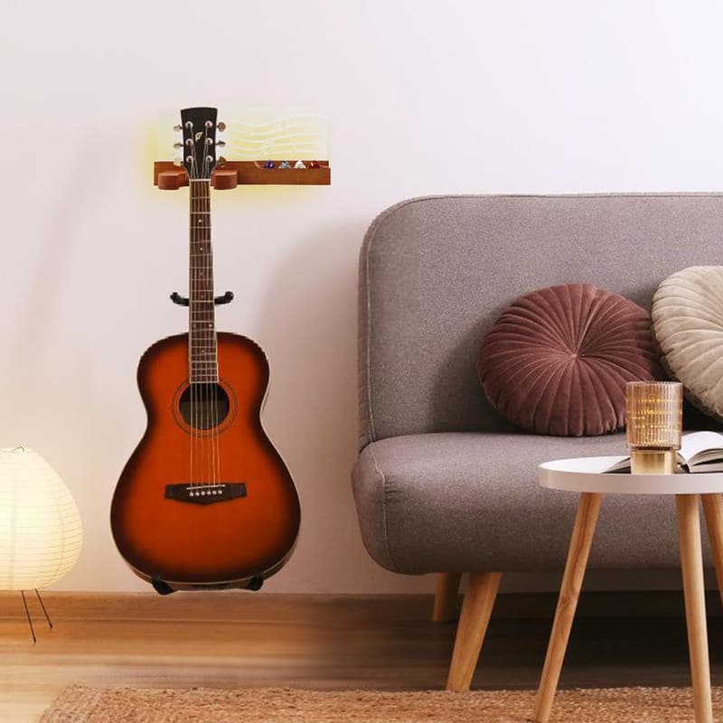 Wandhalterung für Gitarren mit LED-Beleuchtung aus Holz