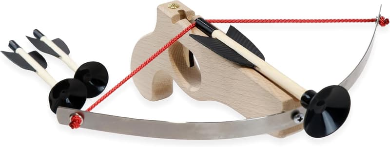 Mini Holz Hand-Armbrust mit Federstahlbogen, 30 cm, inkl. 3 Bolzen