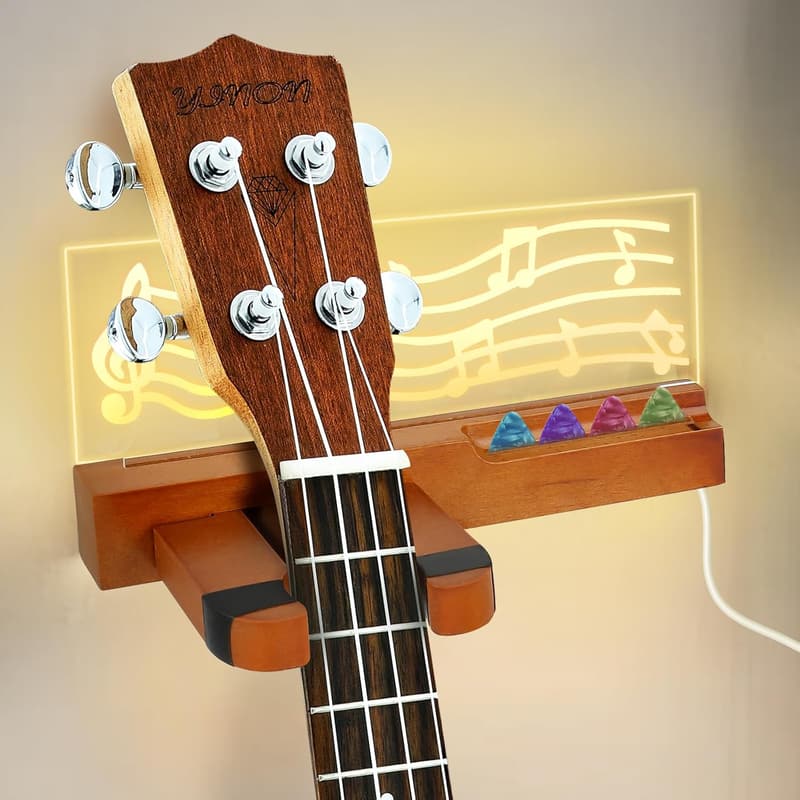 Gitarrenhalter mit LED-Beleuchtung im Notenblatt-Design, USB-betrieben