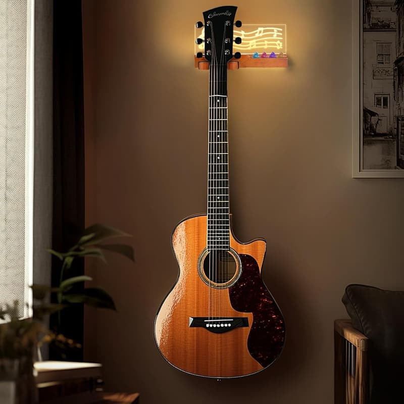 Gitarrenhalter mit LED-Beleuchtung im Notenblatt-Design, USB-betrieben