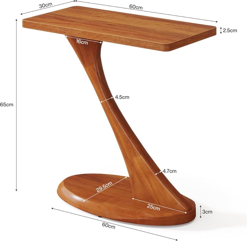 Schmaler Beistelltisch aus Massivholz für Wohnzimmer und Schlafzimmer