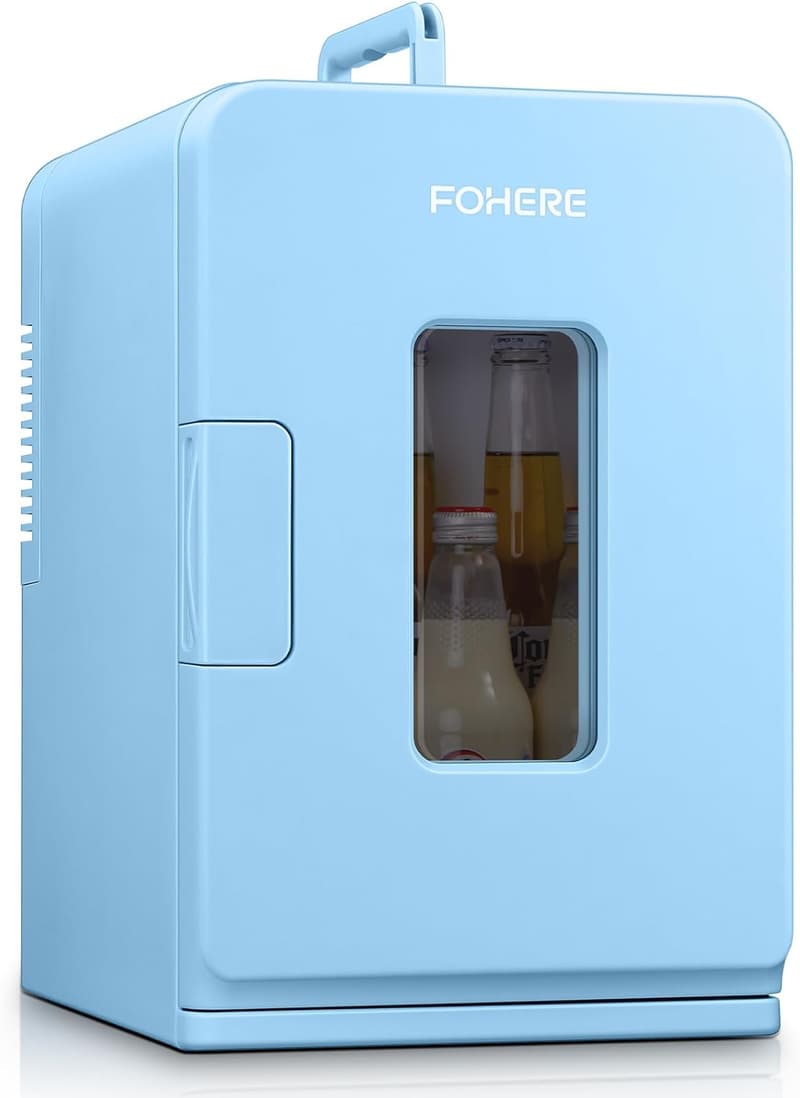Mini Kühlschrank 15L für Büro und Auto, Kühl- und Heizfunktion, Blau