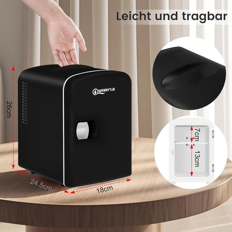 WANNYTON 4L Mini Kühlschrank mit Kühl-/Wärmefunktion für unterwegs