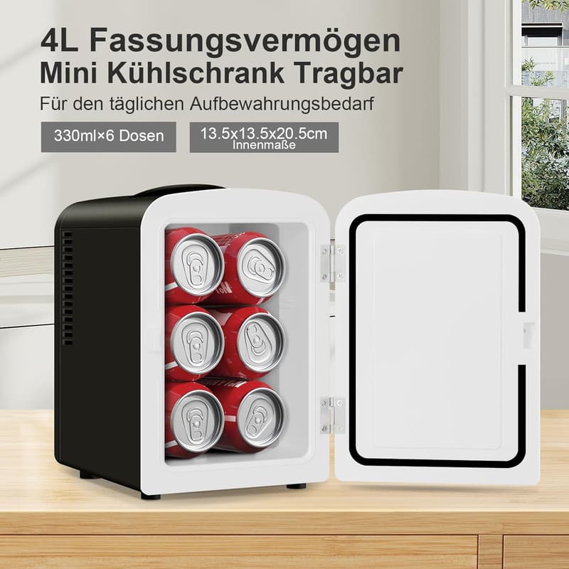 WANNYTON 4L Mini Kühlschrank mit Kühl-/Wärmefunktion für unterwegs