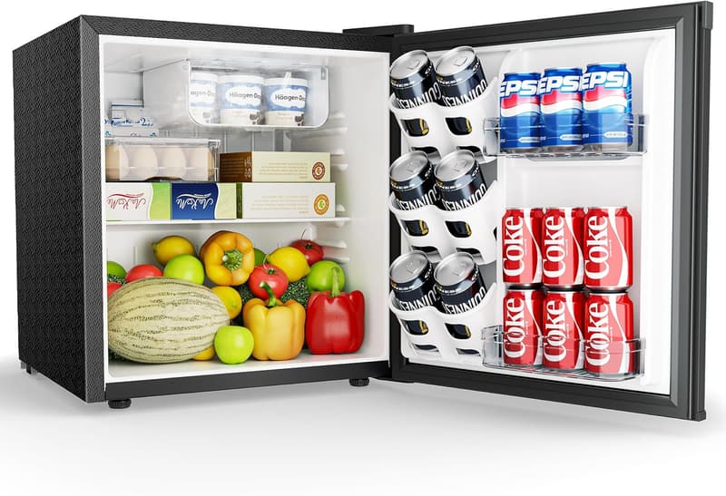 Mini-Kühlschrank 46L mit Umkehrbarer Tür, 7-Stufen Thermostat, Schwarz