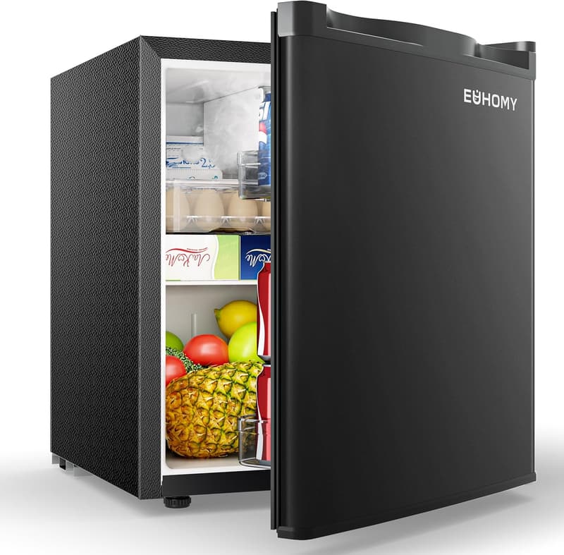 Mini-Kühlschrank 46L mit Umkehrbarer Tür, 7-Stufen Thermostat, Schwarz