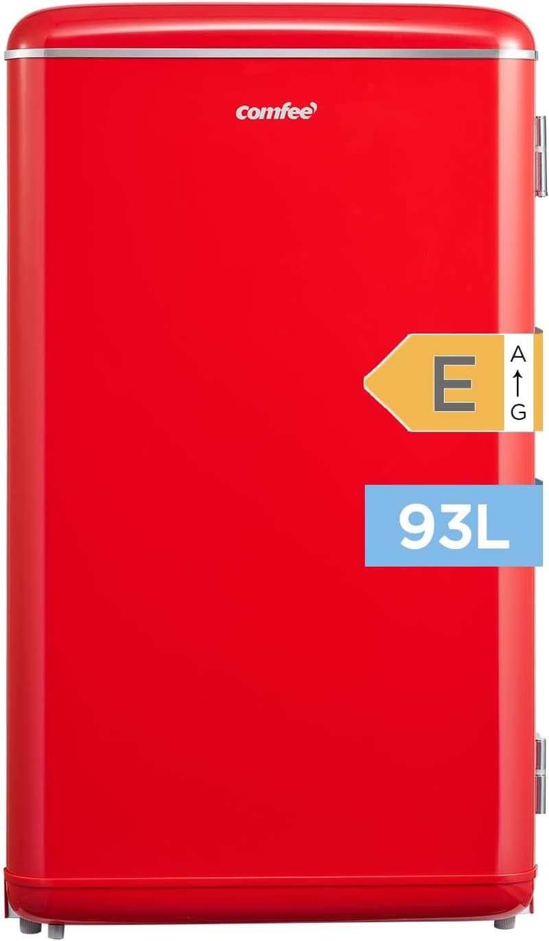 Kleiner Retro Kühlschrank 93L, stufenloser Thermostat, rot