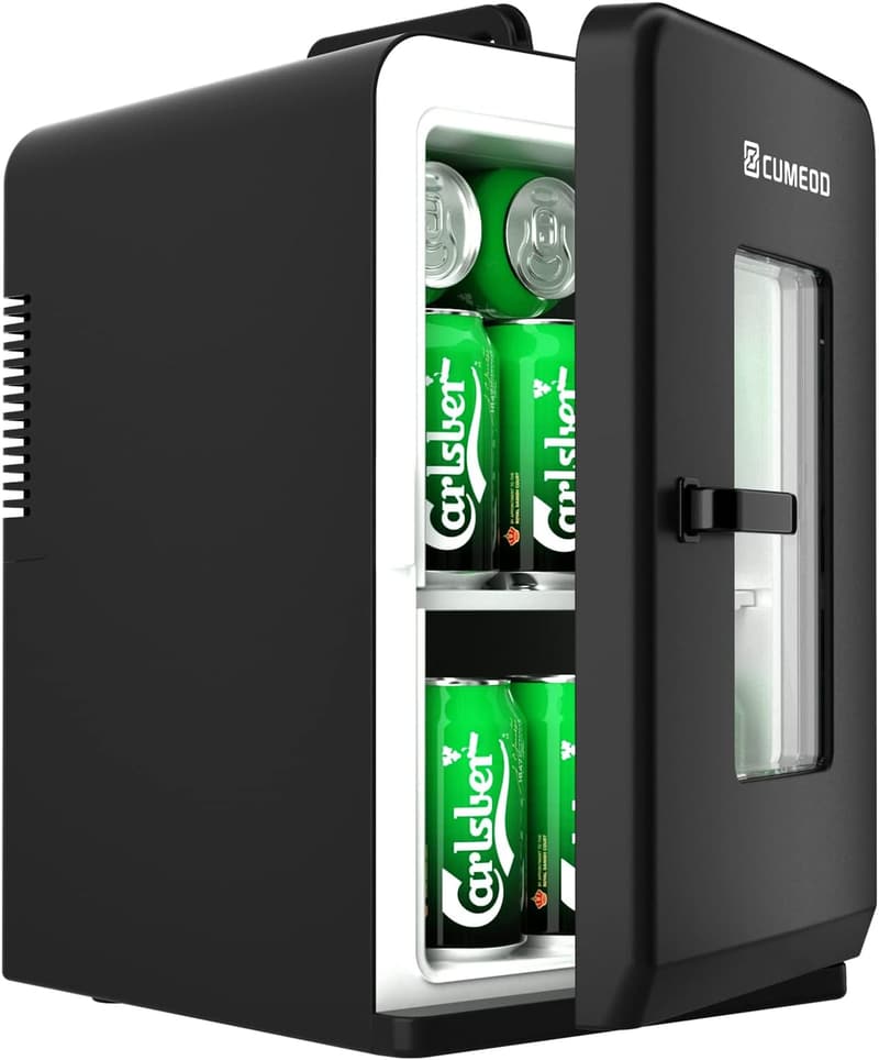 Cumeod Mini Kühlschrank 15L, 2-in-1 Kühl- und Heizfunktion, schwarz