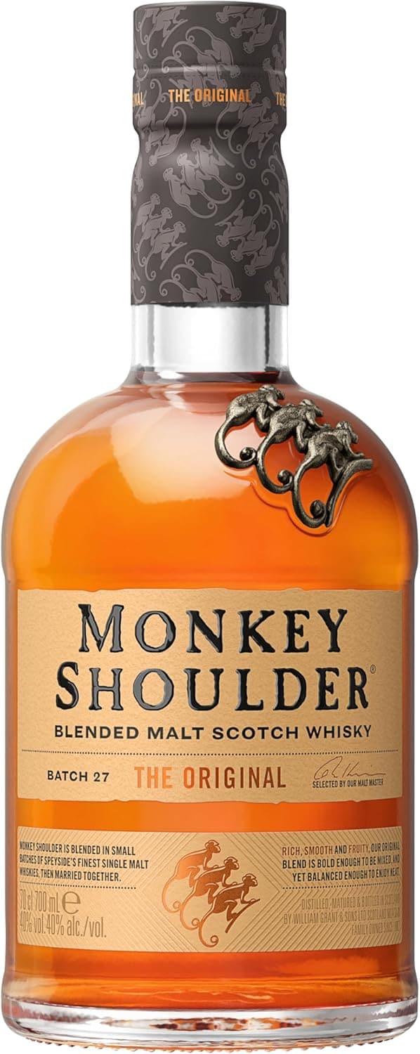 Monkey Shoulder Blended Malt Scotch Whisky, 70cl – exklusives Geschenk für Whisky-Liebhaber