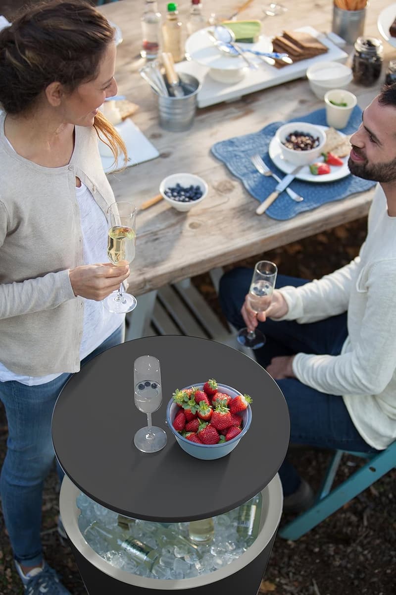Keter Cool Bar Cocktailtisch mit Kühlbox, grau/weiß, wetterfest