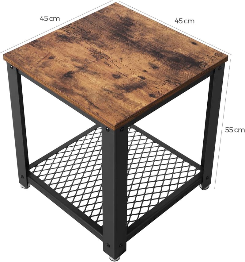 Industrie-Design Beistelltisch mit Gitterablage im Used Look