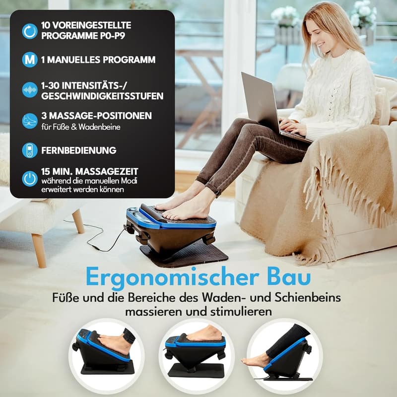 Elektrisches Fußmassagegerät mit Vibration - 30 Geschwindigkeitsstufen für entspannte Füße und Waden