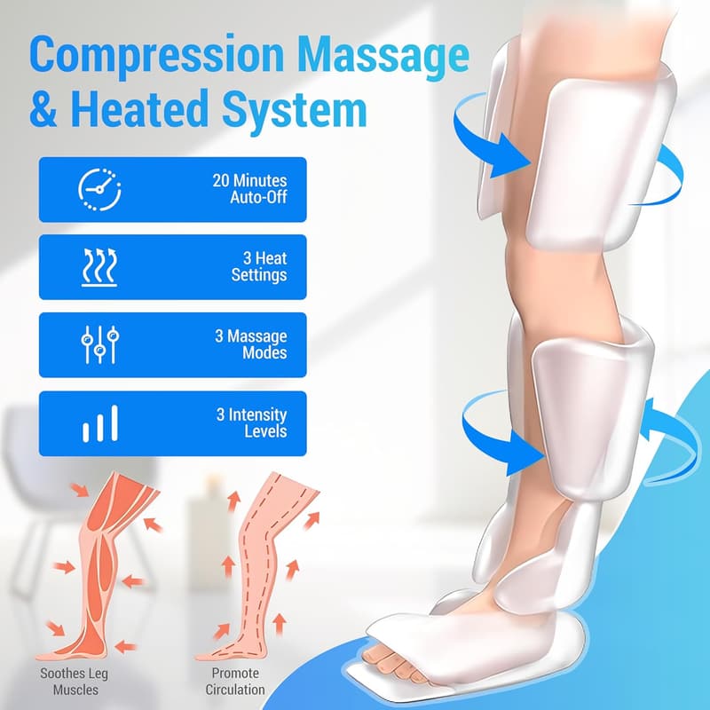 Beinmassagegerät mit Wärme – Kompressionsmassage für Blutzirkulation
