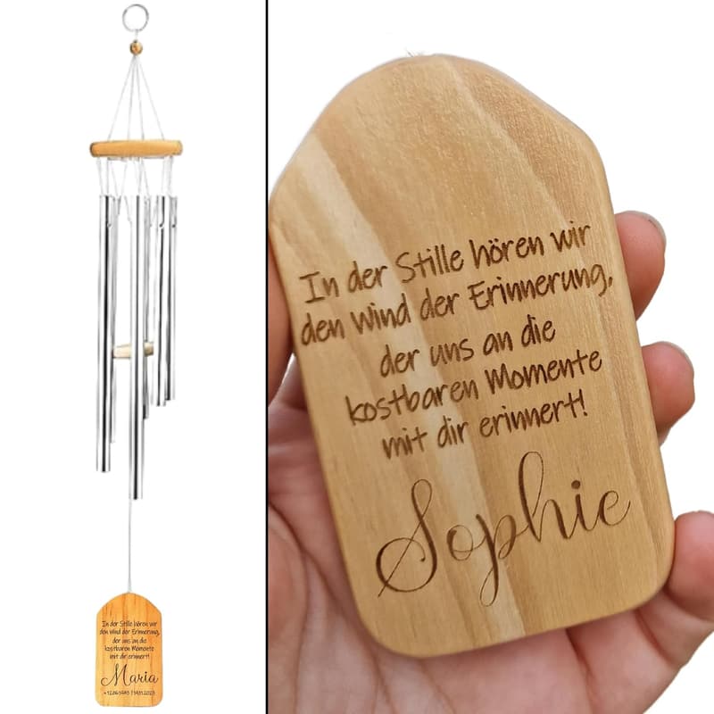 Personalisierte Trauergeschenk Windspiel „Wind der Erinnerung“