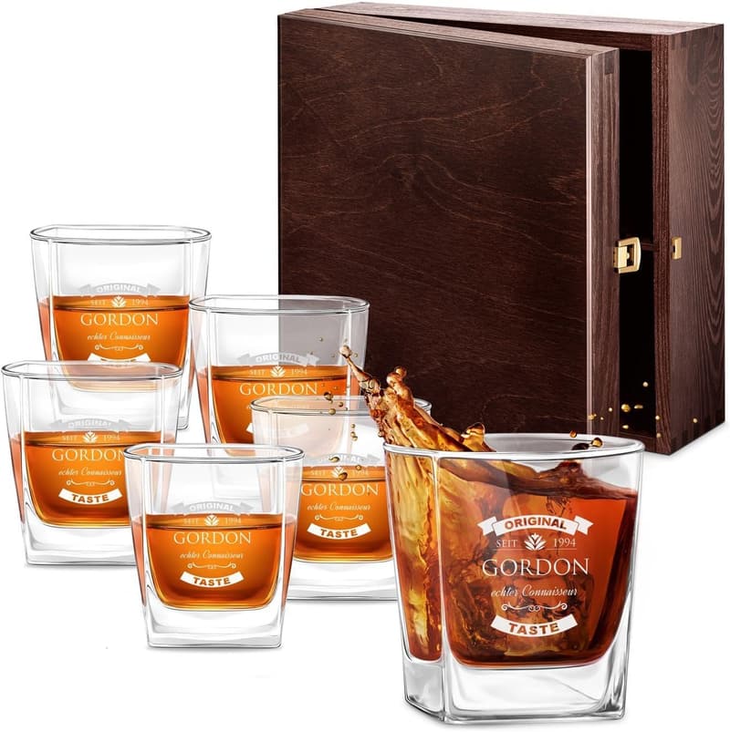 Personalisierte Whiskygläser mit Gravur - Set 300 ml für Männer