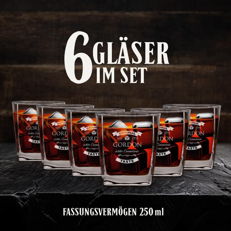Personalisierte Whiskygläser mit Gravur - Set 300 ml für Männer
