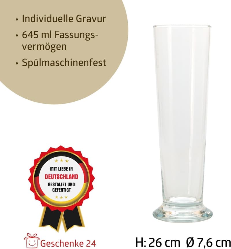 Personalisierbares Weizenglas mit gravierter Oberfläche – 0,5l