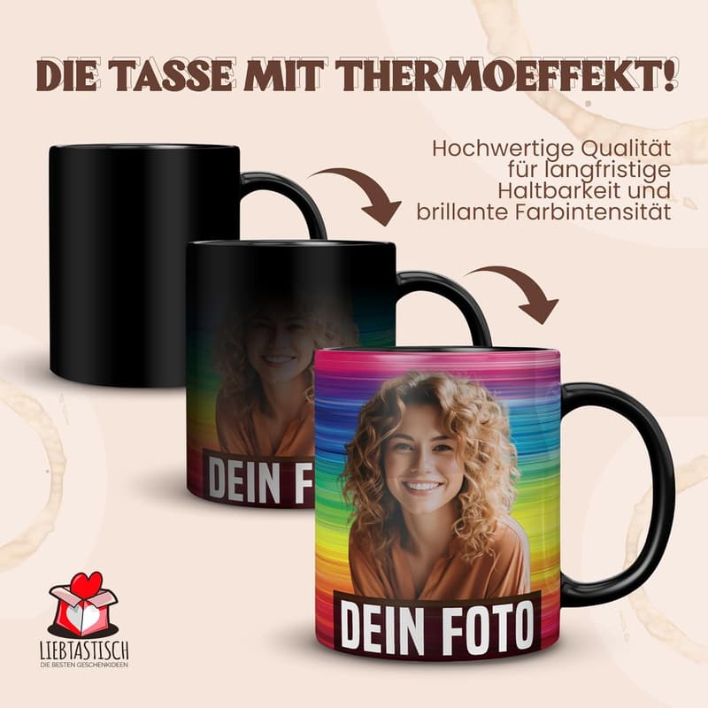 Personalisierte Zaubertasse mit Foto und Farbwechsel-Effekt