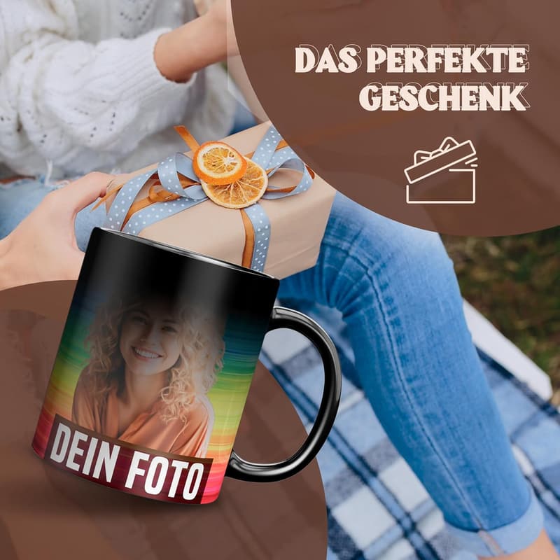 Personalisierte Zaubertasse mit Foto und Farbwechsel-Effekt