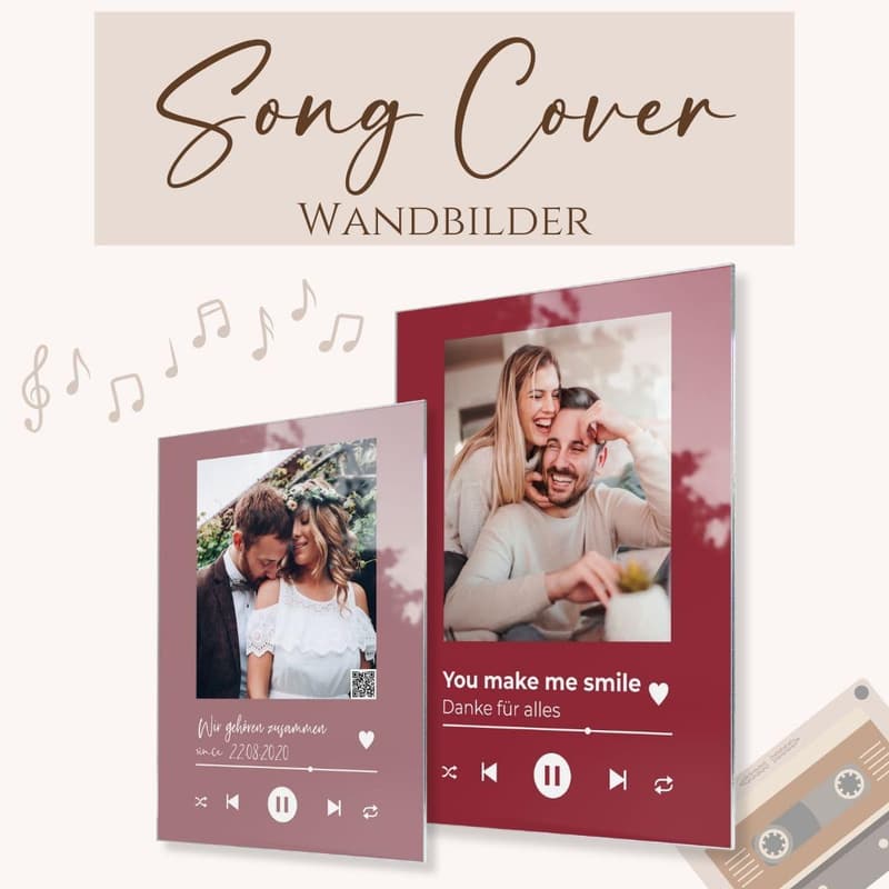 Personalisierte Spotify Glas Bild mit QR Code im Song Cover Design